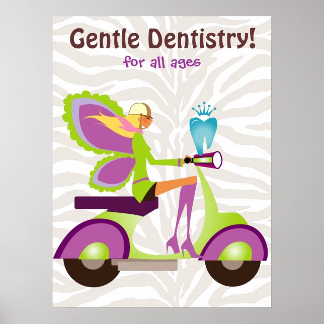 Dentist Poster Cute Tooth Fairy Scooter Girl 2 (Framsidan)
