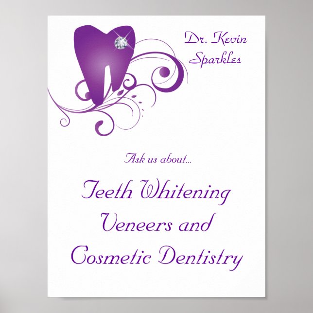 Dentist Poster Lila för tandLogotyp med tråldiaman (Framsidan)