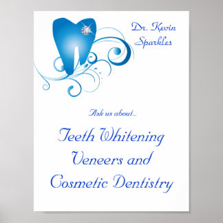 Dentist Poster Tandfärgad Logotyp Blue Swirls Diam