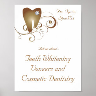 Dentist Poster TandLogotyp Guld Swirls Diamond