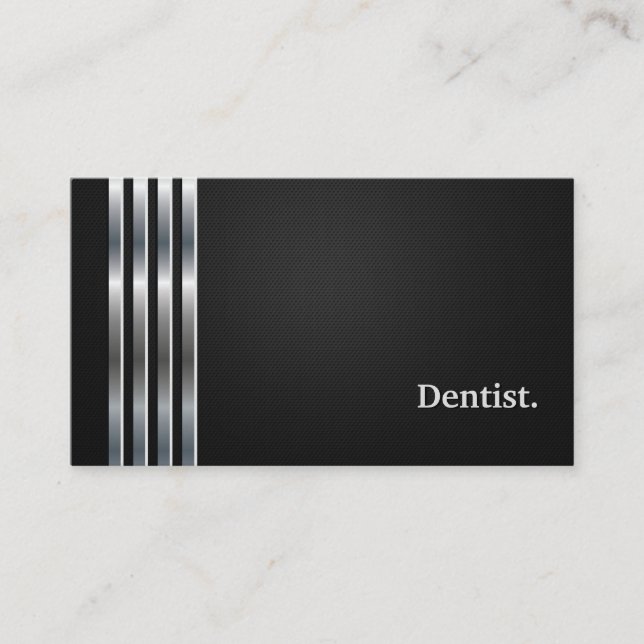 Dentist Professionell Black Silver Visitkort (Framsida)