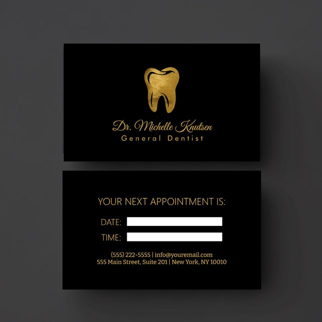 Dentist Professionell Dental Möte Black Guld Visitkort (Skapare uppladdad)