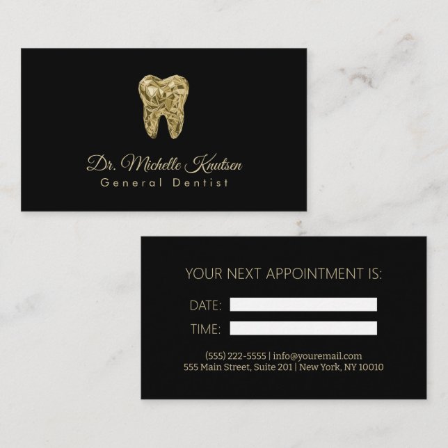 Dentist Professionell Dental Möte Black Guld Visitkort (Fram/baksida)