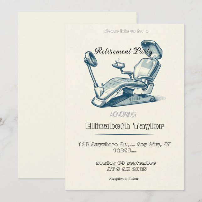 Dentist retirement invitation -Thank You Dentist Inbjudningar (Fram/baksida)