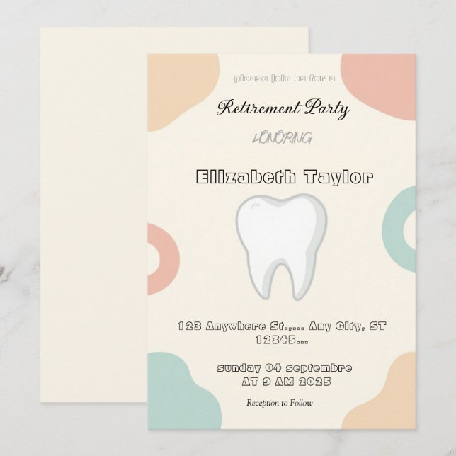 Dentist retirement invitation -Thank You Dentist Inbjudningar (Fram/baksida)