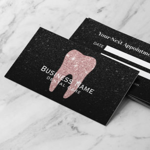 Dentist Ro Guld Tooth Black Glitter Dental Tidsbeställning Kort