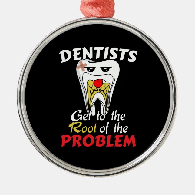 Dentist Root Canal - Tooth Cavity Pun Julgransprydnad Metall (Framsidan)