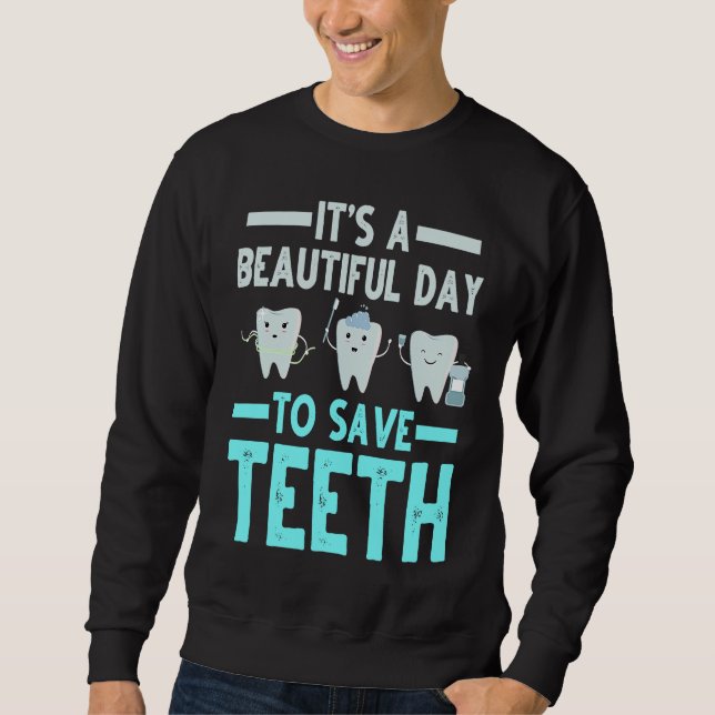 Dentist Save Teeth Dental Hygienist Dentistry Appa Lång Ärmad Tröja (Framsida)