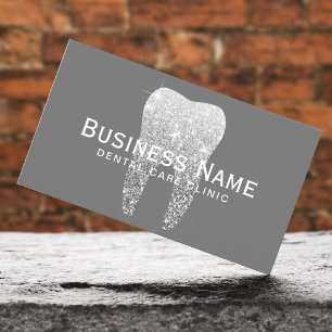 Dentist Silver Tooth Elegant Dental Care Clinic Tidsbeställning Kort