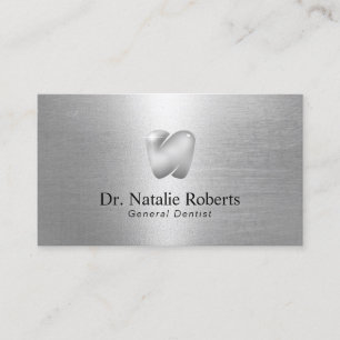 Dentist Silver Tooth Logotyp Modern Dental Office Tidsbeställning Kort