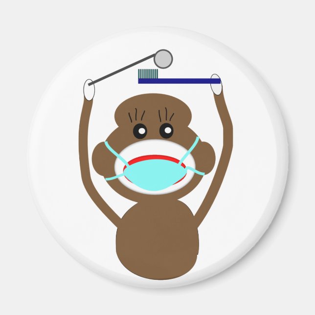 Dentist Sock monkey Shirts and Gifts - Adult Magnet (Framsidan)