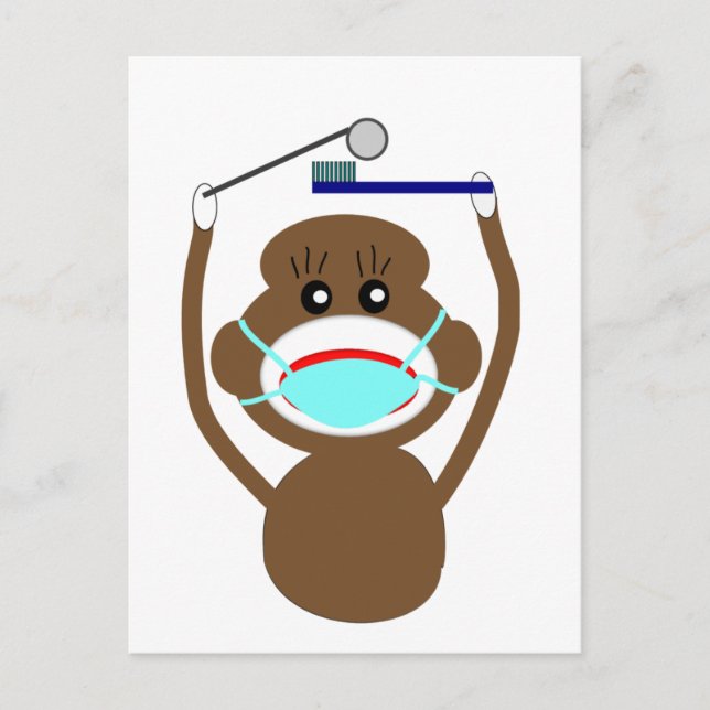 Dentist Sock monkey Shirts and Gifts - Adult Vykort (Framsida)