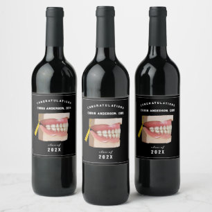 Dentist Studenten Gratulerara Vin-etikett Vinflaska Etikett