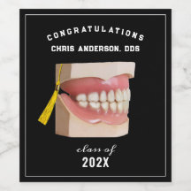 Dentist Studenten Gratulerara Vin-etikett