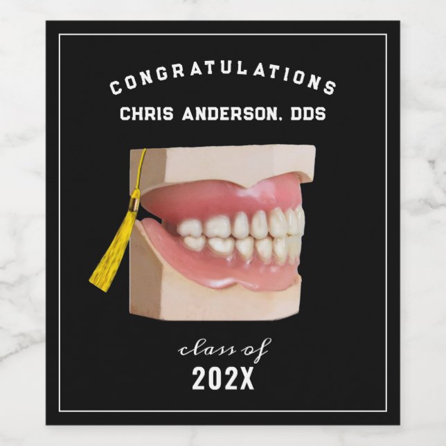 Dentist Studenten Gratulerara Vin-etikett Vinflaska Etikett (Singel etikett)