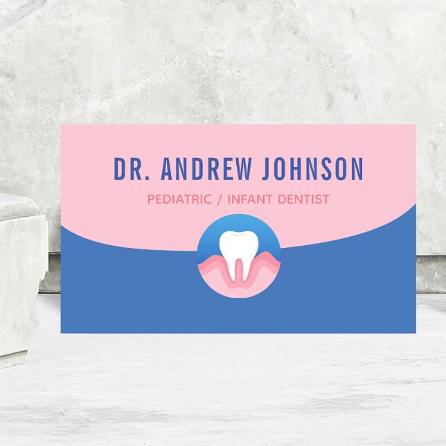 Dentist tandvård Orthodontist Blue & Rosa Kids Visitkort (Skapare uppladdad)