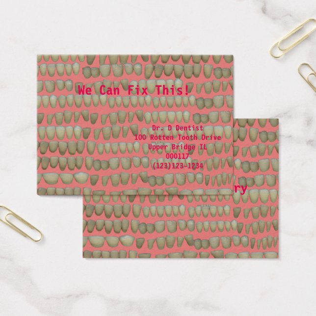 Dentist Tandvård Rotten Teeth Help Orthodontics Visitkort (Kontor)