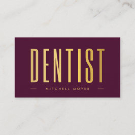 Dentist Tandvård Tooth Logotyp Burgundy & Guld Visitkort