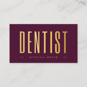 Dentist Tandvård Tooth Logotyp Burgundy & Guld Visitkort