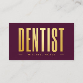Dentist Tandvård Tooth Logotyp Burgundy & Guld Visitkort