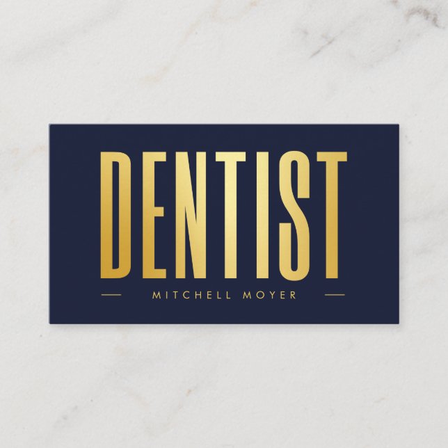 Dentist Tandvård Toth Logotyp Navy Blue and guld Visitkort (Framsida)