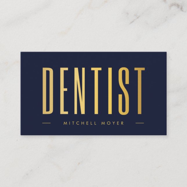 Dentist Tandvård Toth Logotyp Navy Blue and guld Visitkort (Framsida)