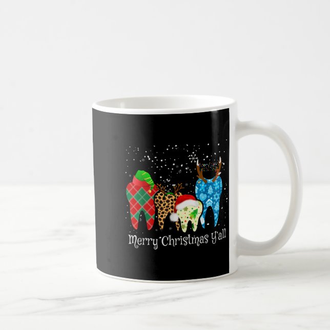 Dentist Teeth Santa Hat Leopard Plaid Dental Merry Kaffemugg (Höger)