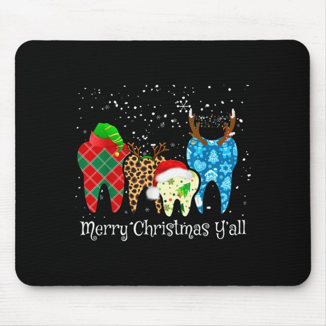Dentist Teeth Santa Hat Leopard Plaid Dental Merry Musmatta (Framsidan)