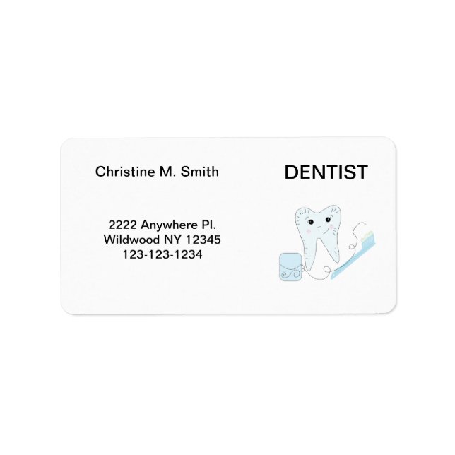 Dentist Tooth Adressetikett (Framsidan)