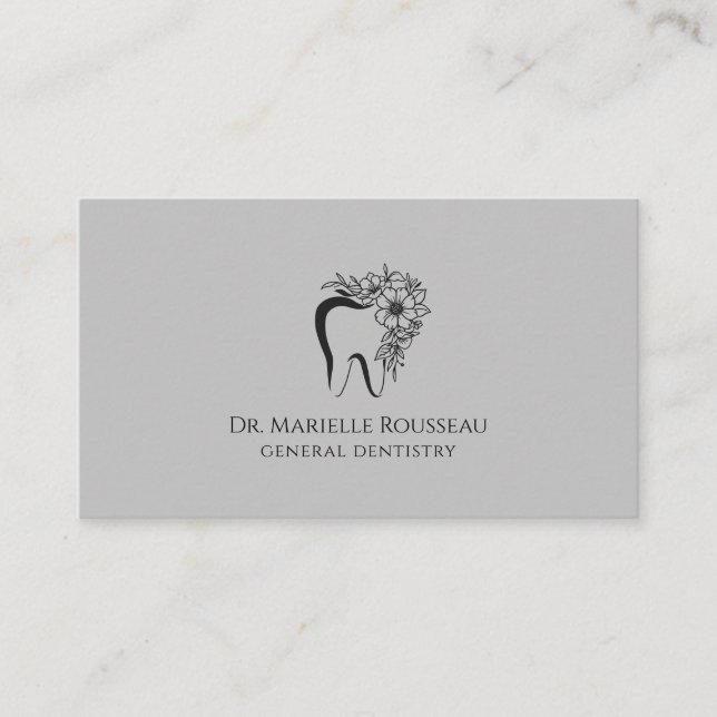 Dentist Tooth Logotyp Grått Dental Office Visitkort (Framsida)