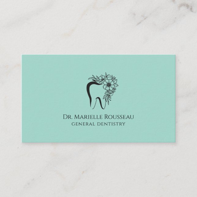 Dentist Tooth Logotyp Grönt Dental Office Visitkort (Framsida)