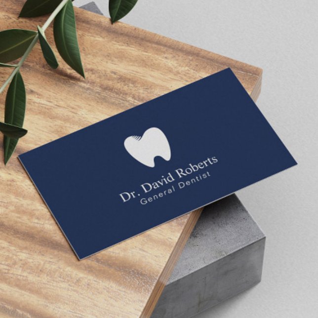Dentist Tooth Logotyp Navy Blue Dental Möte Tidsbeställning Kort (Skapare uppladdad)