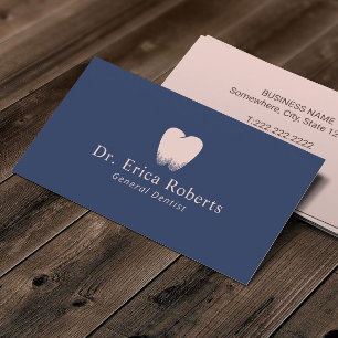 Dentist Tooth Logotyp Navy Blue Rosa Dental Visitkort