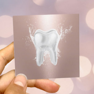 Dentist Tooth Modern Ro Guld Dental Clinic Fyrkantigt Visitkort