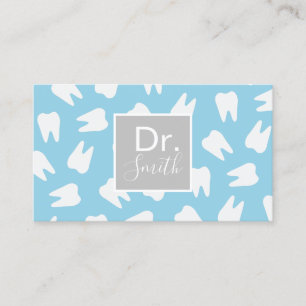 Dentist Tooth Mönster Elegant Blue Dental Care Visitkort