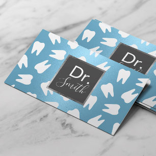 Dentist Tooth Mönster Modern Blue Dental Care Visitkort