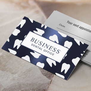 Dentist Tooth Mönster Navy Blue Dental Möte Tidsbeställning Kort