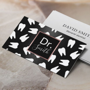 Dentist Tooth Pattern Modern Black Dental Care Visitkort