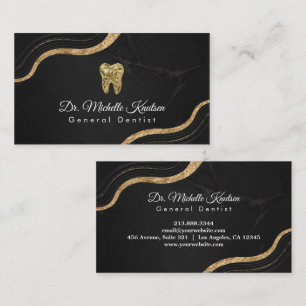 Dentist Tooth Professionell Dental Care Black guld Visitkort