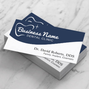 Dentist Tooth Typography Navy Blue Dental Care Tidsbeställning Kort