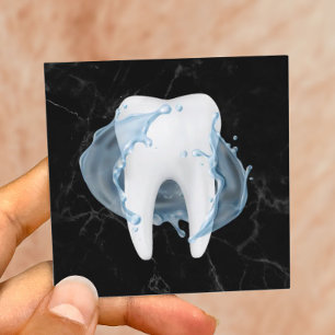 Dentist Tooth Vatten Stänk Marble Dental Clinic Fyrkantigt Visitkort