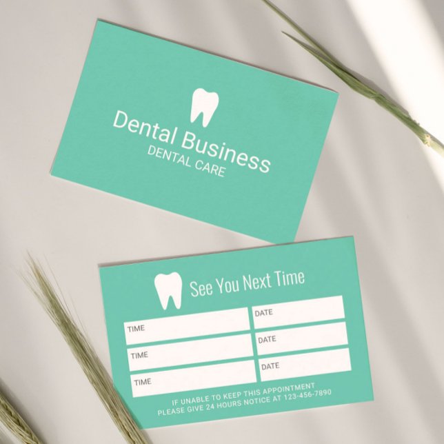 Dentist Turcouise Grönt Dental Möte Tidsbeställning Kort (Skapare uppladdad)