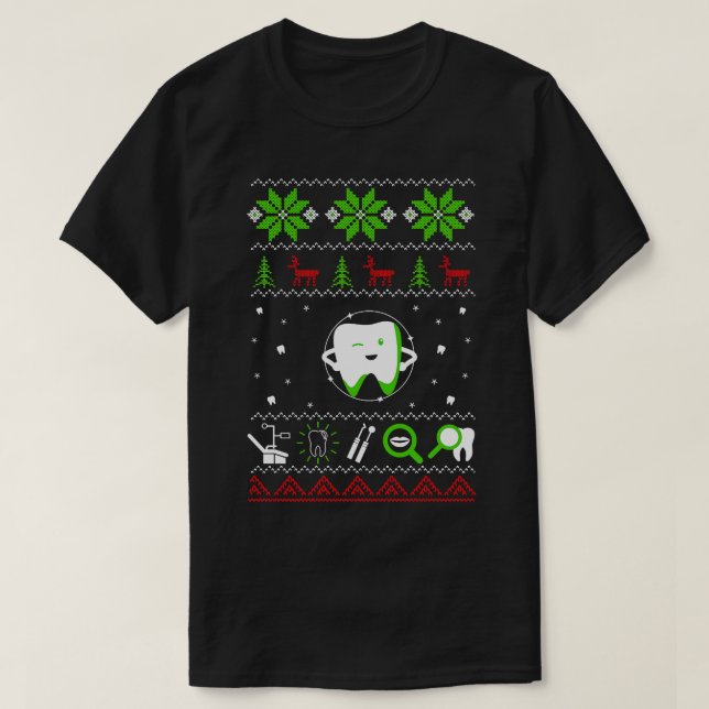 Dentist Ugly jul Sweater Glad helg T Shirt (Design framsida)