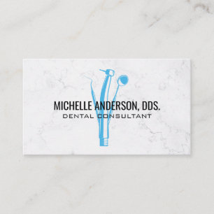 Dentist Verktyg Logotyp Marble Background Visitkort