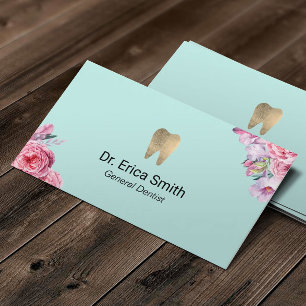 Dentist Vintage Blommigt Guld Tandvård Visitkort