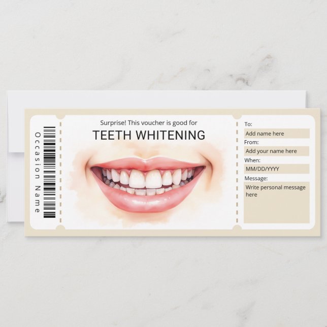 Dentist Voucher, Teeth Whitening Gift Certificate Inbjudningar (Framsida)