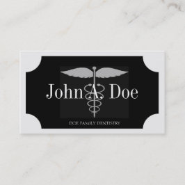 Dentist White/Black Plaque/Silver Rand Visitkort