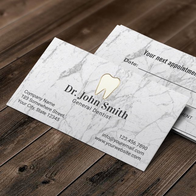 Dentist White Marble Dental Care Möte Tidsbeställning Kort (Skapare uppladdad)