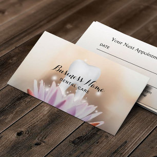Dentist White Tooth & Lotus Flower Dental Tidsbeställning Kort