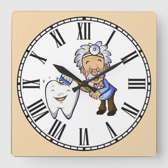 Dentistromerska siffror fyrkantig klocka (Framsida)